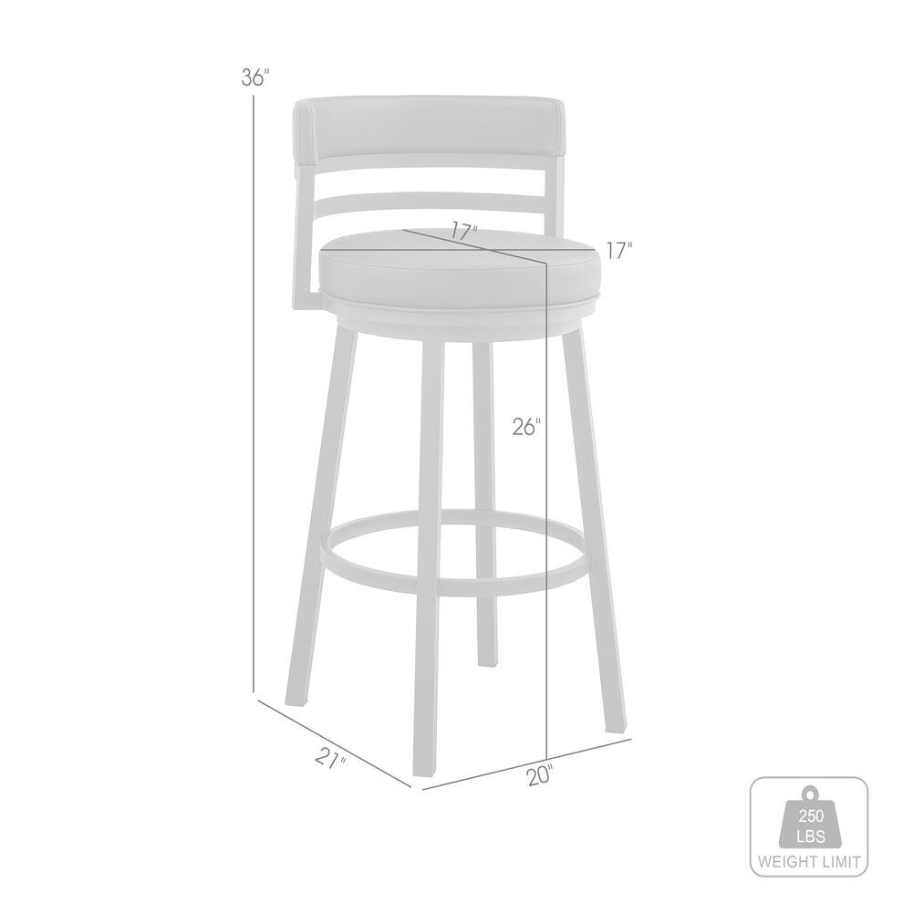 Titana 26" Counter Height Swivel Black Faux Leather and Metal Bar Stool By Armen Living | Bar Stools | Modishstore - 9