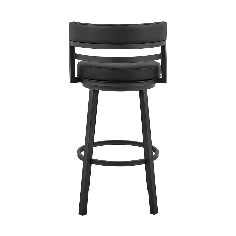 Titana 30" Bar Height Swivel Black Faux Leather and Metal Bar Stool By Armen Living | Bar Stools | Modishstore - 6