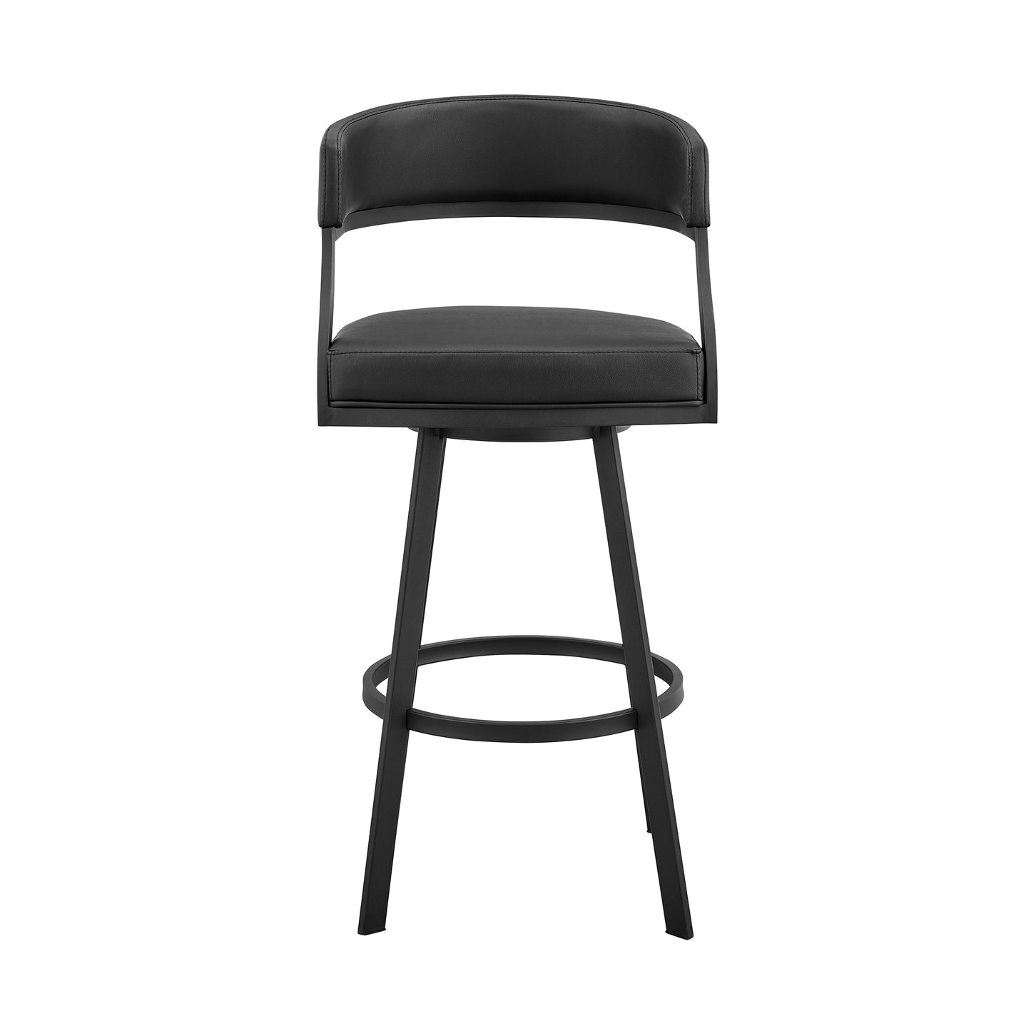 Dione 26" Counter Height Swivel Black Faux Leather and Metal Bar Stool By Armen Living | Bar Stools | Modishstore - 3