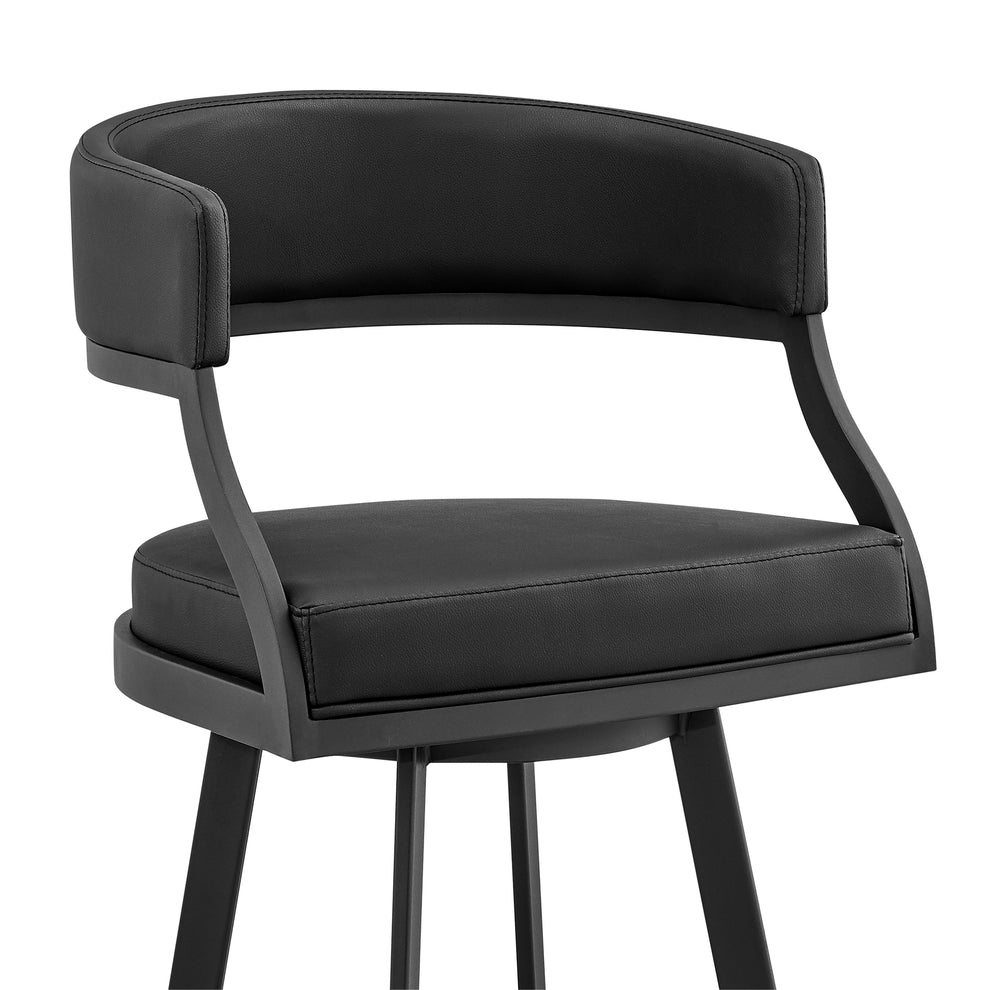 Dione 30" Bar Height Swivel Black Faux Leather and Metal Bar Stool By Armen Living | Bar Stools | Modishstore - 7