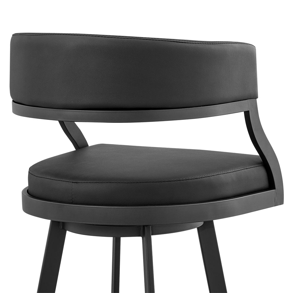 Dione 30" Bar Height Swivel Black Faux Leather and Metal Bar Stool By Armen Living | Bar Stools | Modishstore - 10