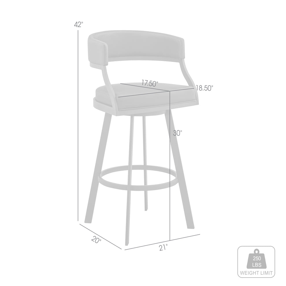 Dione 30" Bar Height Swivel Black Faux Leather and Metal Bar Stool By Armen Living | Bar Stools | Modishstore - 9