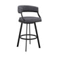 Dione 26" Counter Height Swivel Grey Faux Leather and Black Metal Bar Stool By Armen Living | Bar Stools | Modishstore - 2