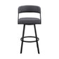 Dione 30" Bar Height Swivel Grey Faux Leather and Black Metal Bar Stool By Armen Living | Bar Stools | Modishstore - 3