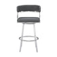 Dione 26" Counter Height Swivel Grey Faux Leather and Brushed Stainless Steel Bar Stool By Armen Living | Bar Stools | Modishstore - 3