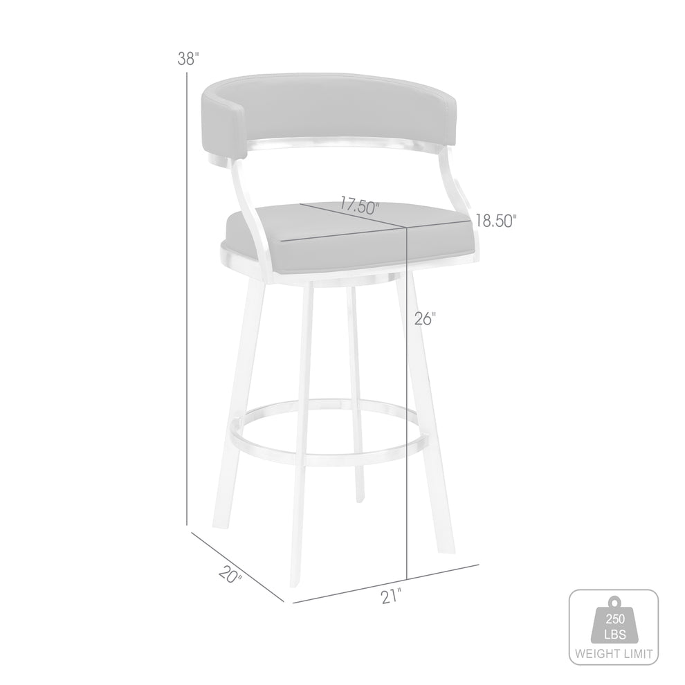 Dione 26" Counter Height Swivel Black Faux Leather and Brushed Stainless Steel Bar Stool By Armen Living | Bar Stools | Modishstore - 9