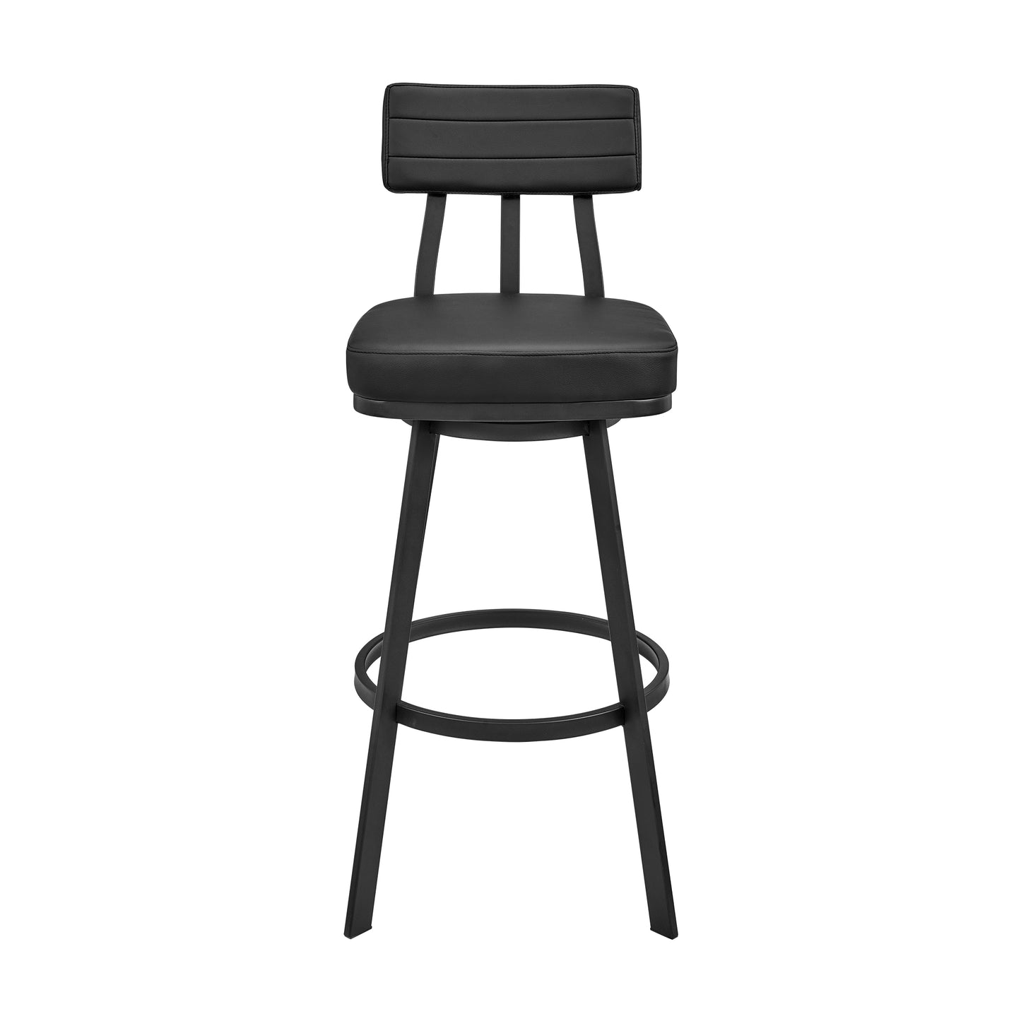 Jinab Swivel Counter Stool in Black Metal with Black Faux Leather By Armen Living | Counter Stools | Modishstore - 3