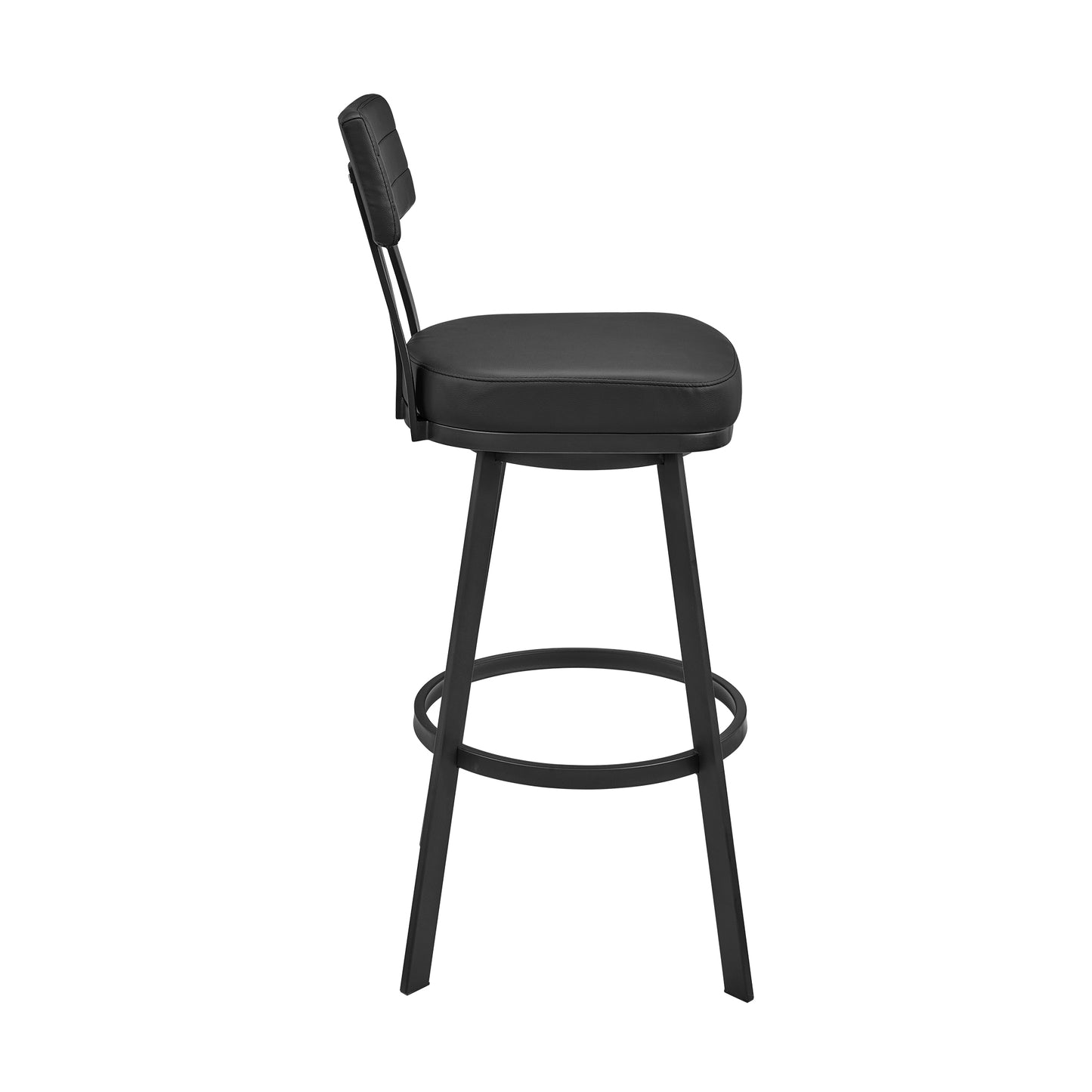 Jinab Swivel Counter Stool in Black Metal with Black Faux Leather By Armen Living | Counter Stools | Modishstore - 4