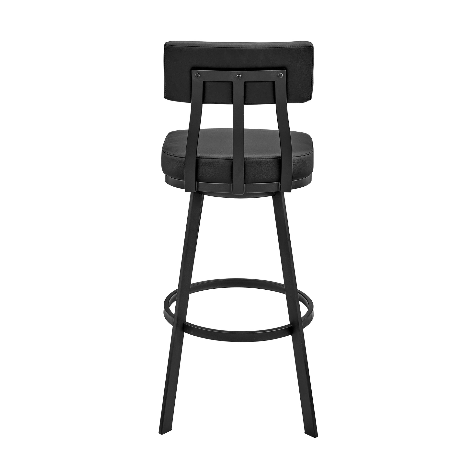 Jinab Swivel Counter Stool in Black Metal with Black Faux Leather By Armen Living | Counter Stools | Modishstore - 5
