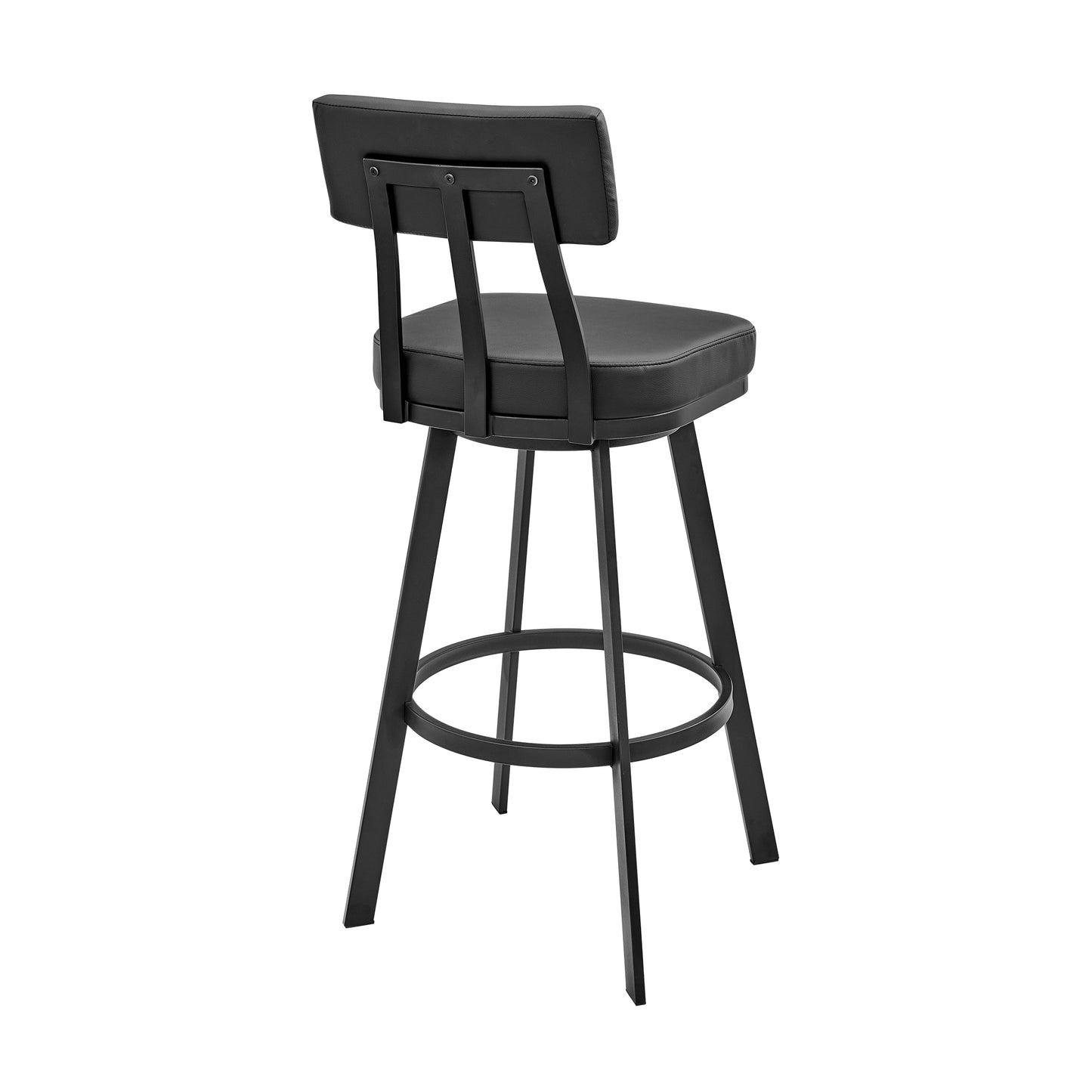 Jinab Swivel Counter Stool in Black Metal with Black Faux Leather By Armen Living | Counter Stools | Modishstore - 6