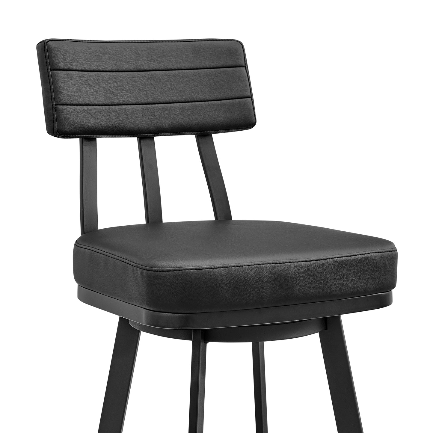 Jinab Swivel Counter Stool in Black Metal with Black Faux Leather By Armen Living | Counter Stools | Modishstore - 7