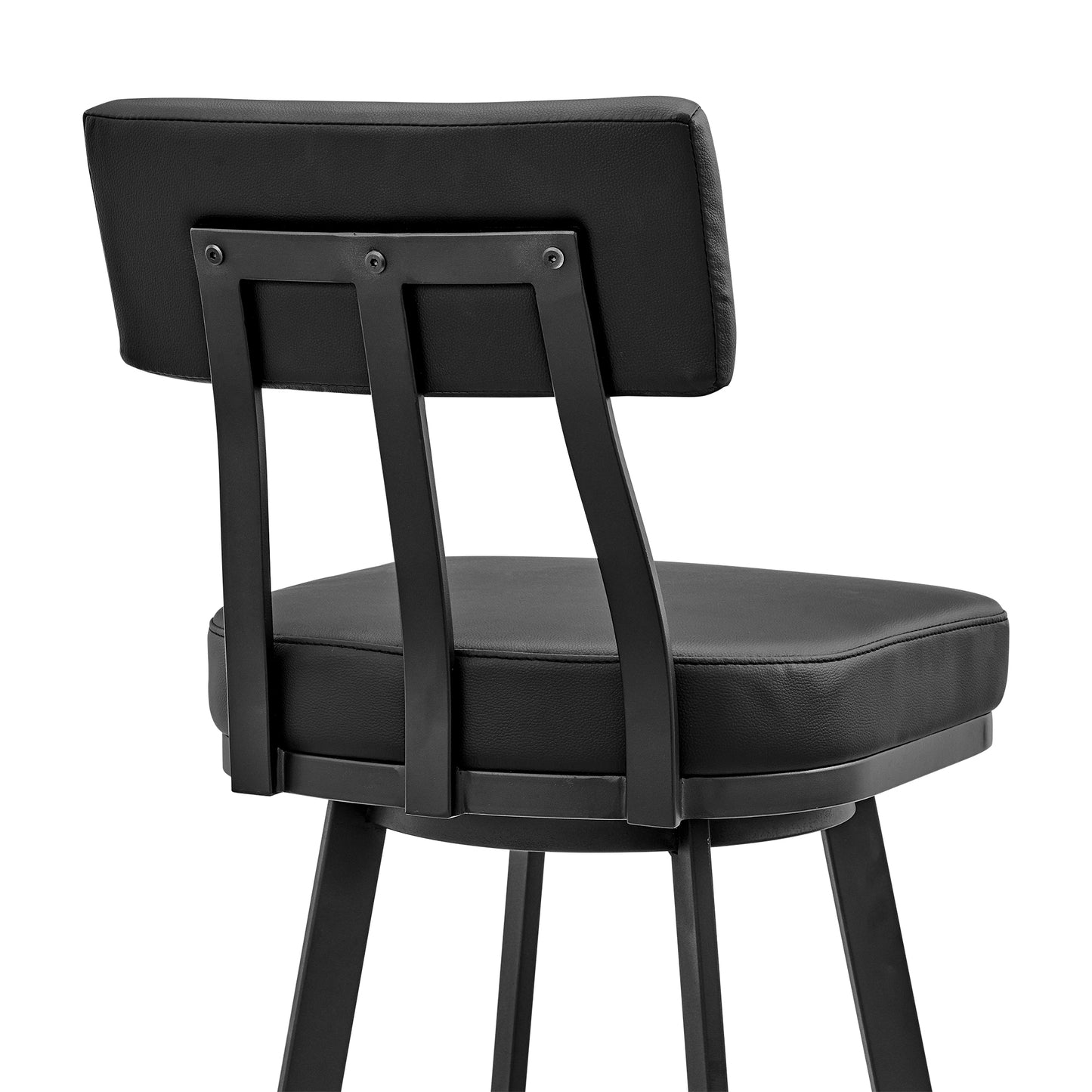 Jinab Swivel Counter Stool in Black Metal with Black Faux Leather By Armen Living | Counter Stools | Modishstore - 10