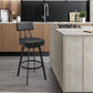 Jinab Swivel Bar Stool in Black Metal with Black Faux Leather By Armen Living | Bar Stools | Modishstore