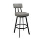 Jinab Swivel Counter Stool in Black Metal with Grey Faux Leather By Armen Living | Counter Stools | Modishstore - 2