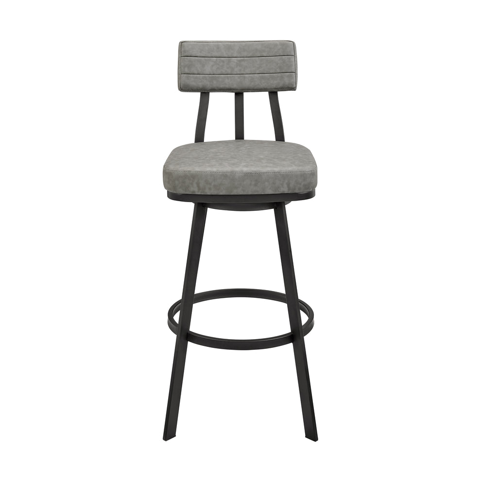 Jinab Swivel Counter Stool in Black Metal with Grey Faux Leather By Armen Living | Counter Stools | Modishstore - 3