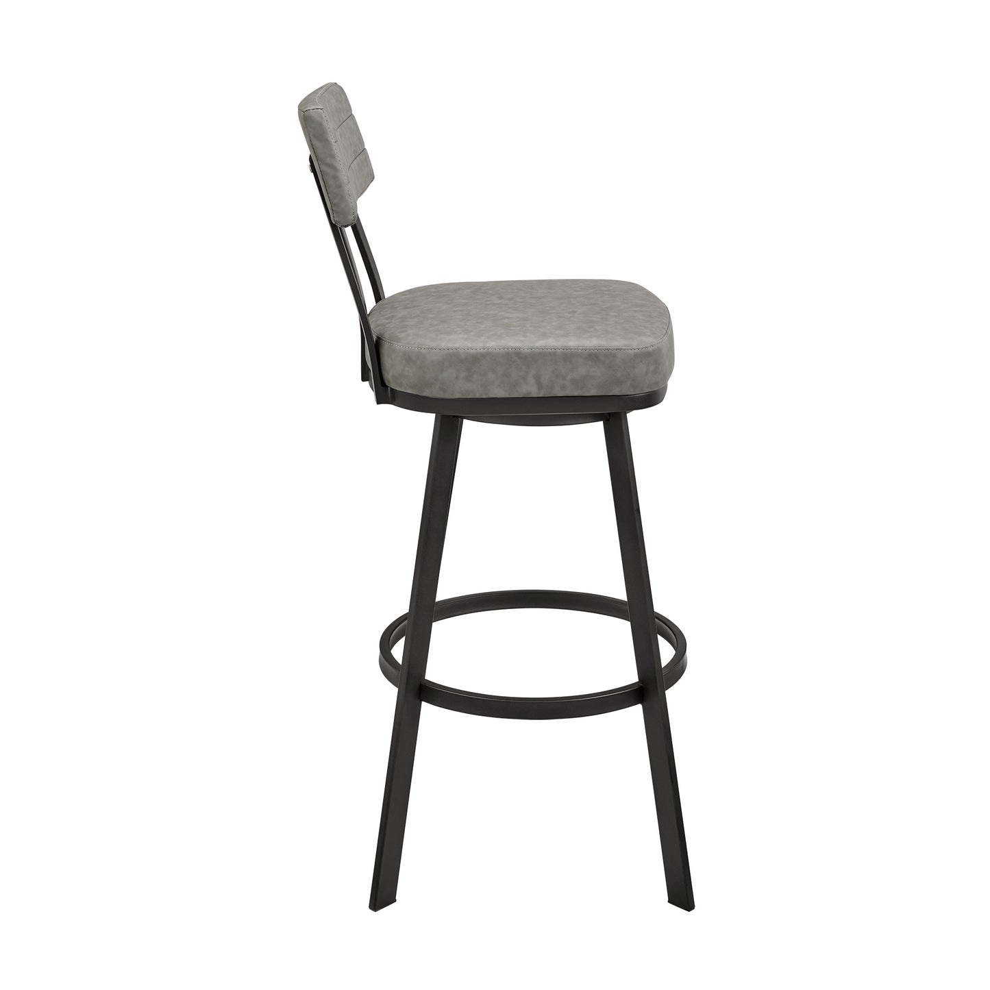 Jinab Swivel Counter Stool in Black Metal with Grey Faux Leather By Armen Living | Counter Stools | Modishstore - 4