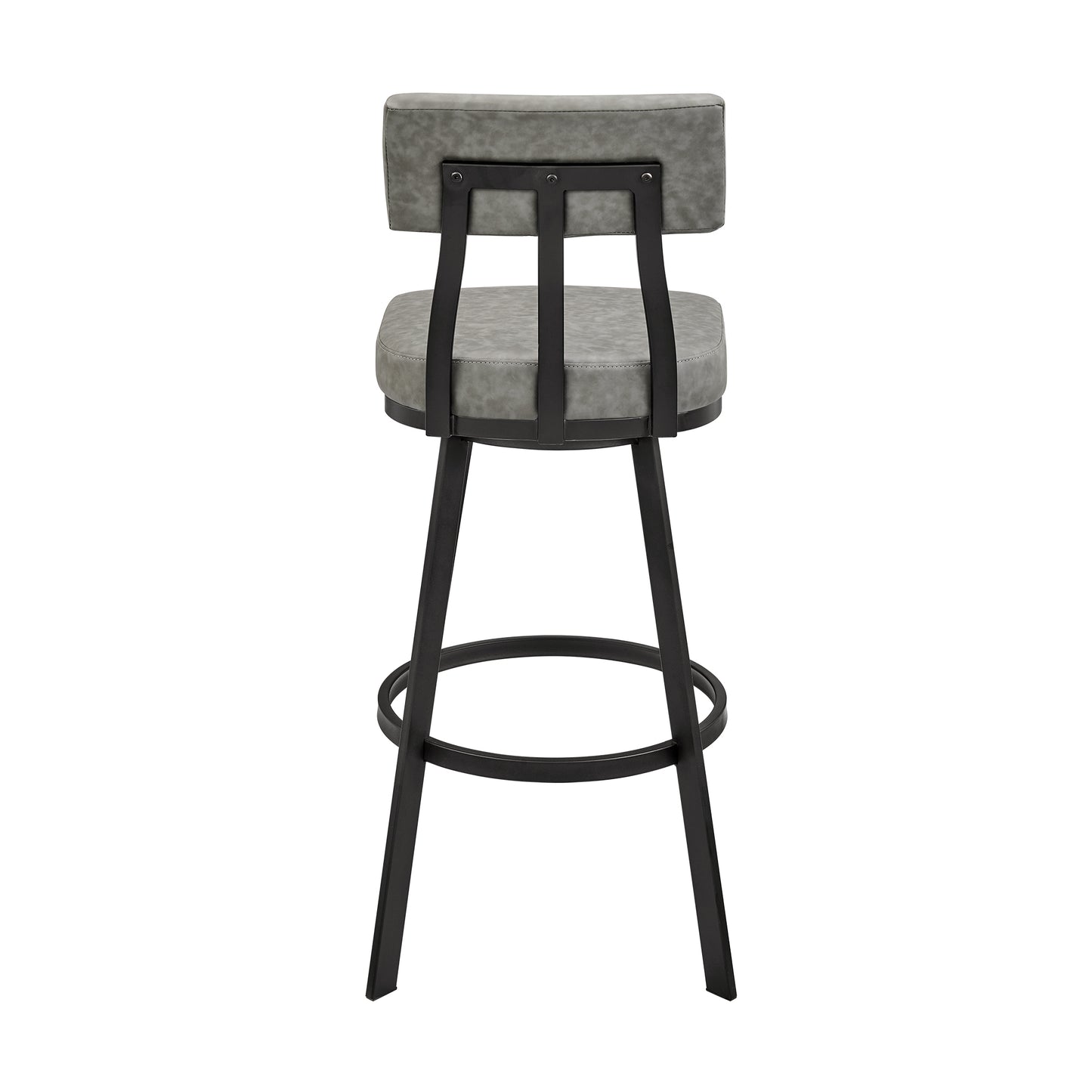 Jinab Swivel Counter Stool in Black Metal with Grey Faux Leather By Armen Living | Counter Stools | Modishstore - 5