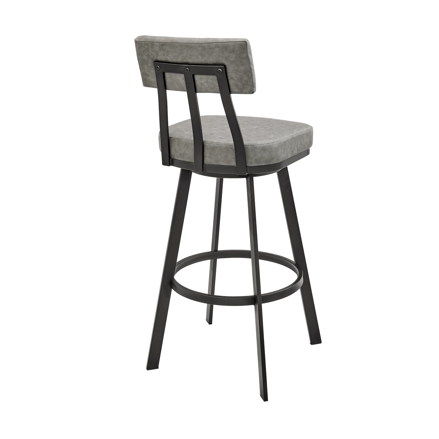 Jinab Swivel Counter Stool in Black Metal with Grey Faux Leather By Armen Living | Counter Stools | Modishstore - 6