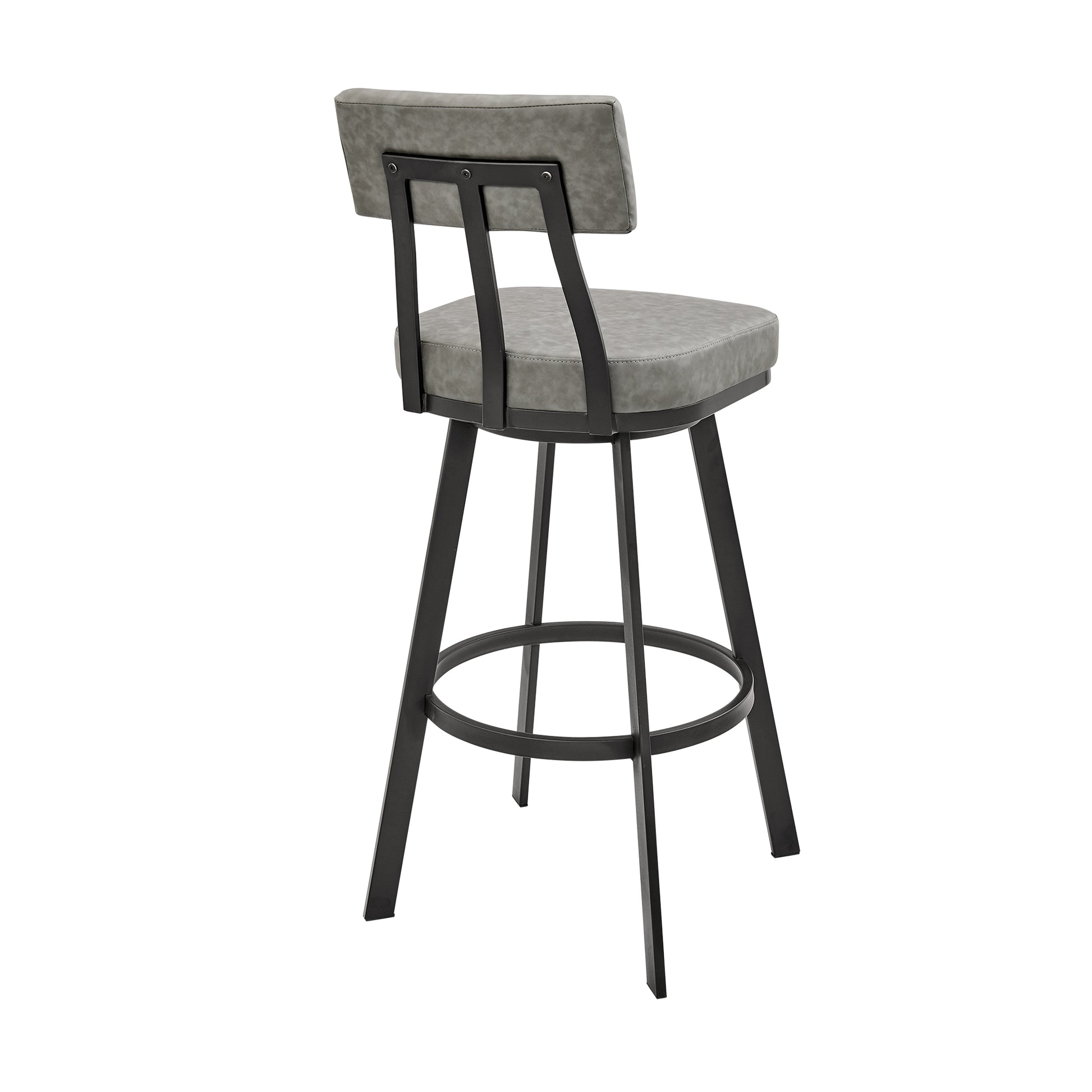 Jinab Swivel Counter Stool in Black Metal with Grey Faux Leather By Armen Living | Counter Stools | Modishstore - 6