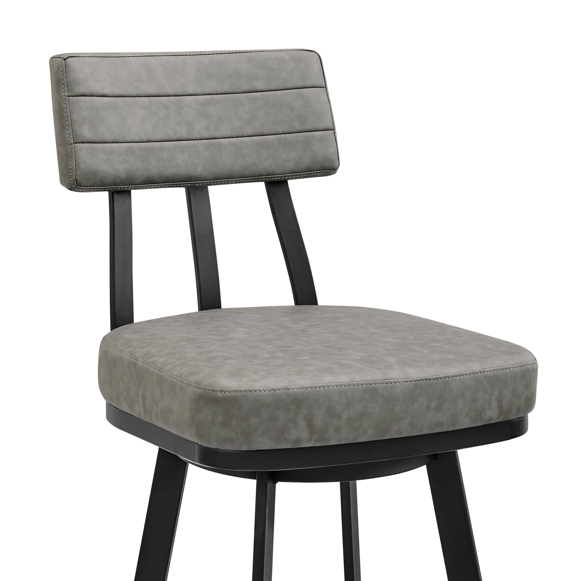Jinab Swivel Counter Stool in Black Metal with Grey Faux Leather By Armen Living | Counter Stools | Modishstore - 7