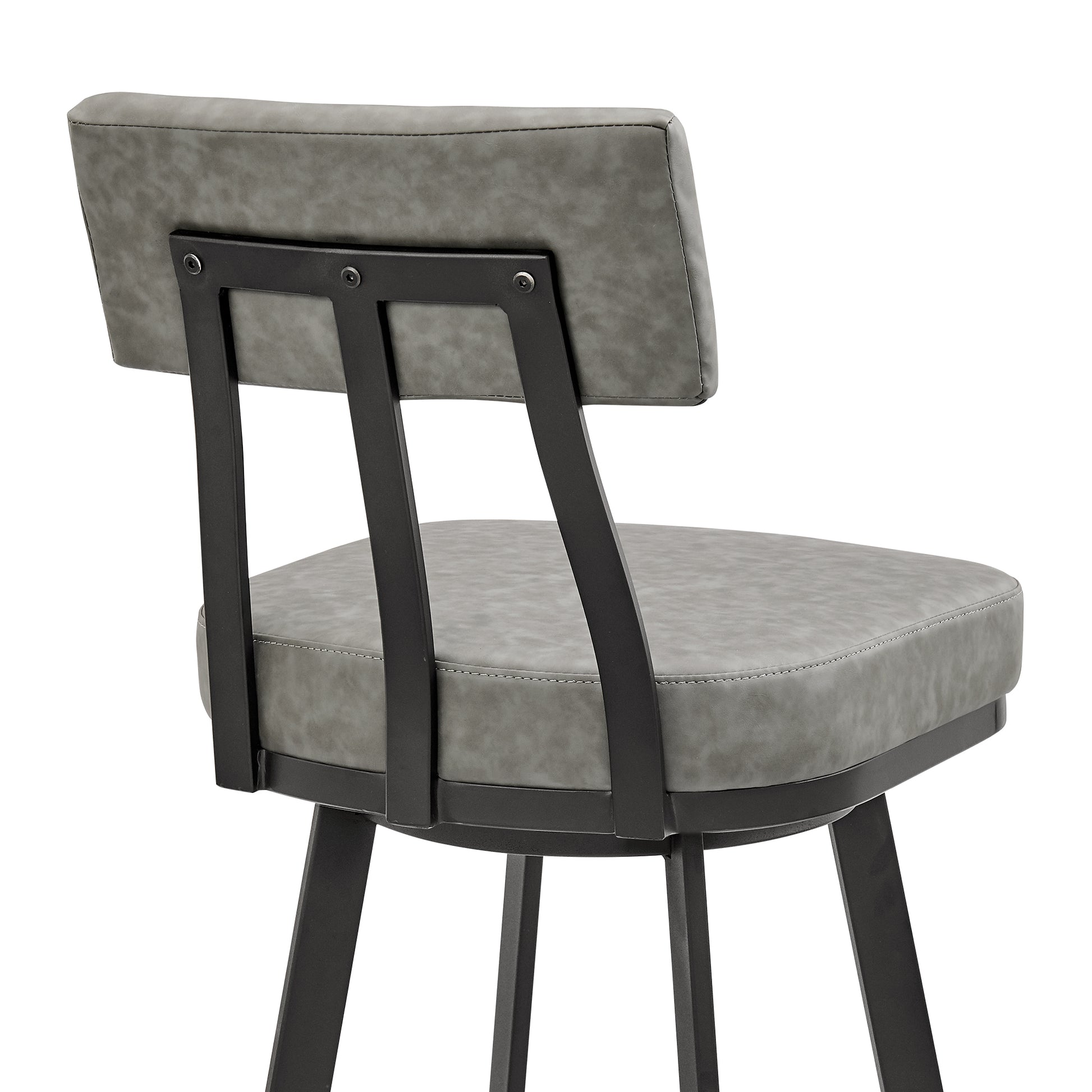 Jinab Swivel Counter Stool in Black Metal with Grey Faux Leather By Armen Living | Counter Stools | Modishstore - 10