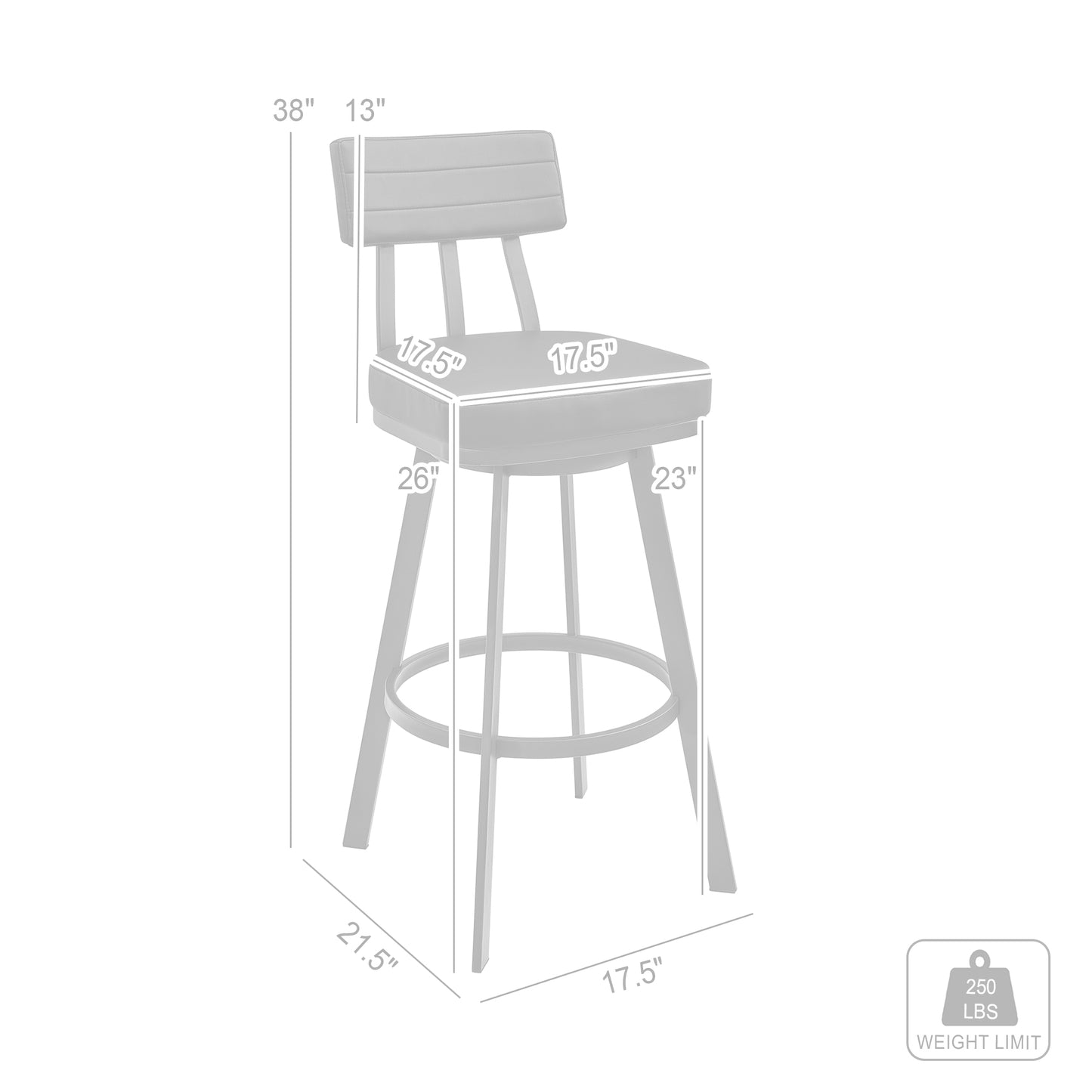 Jinab Swivel Counter Stool in Black Metal with Grey Faux Leather By Armen Living | Counter Stools | Modishstore - 9