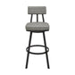 Jinab Swivel Bar Stool in Black Metal with Grey Faux Leather By Armen Living | Bar Stools | Modishstore - 3