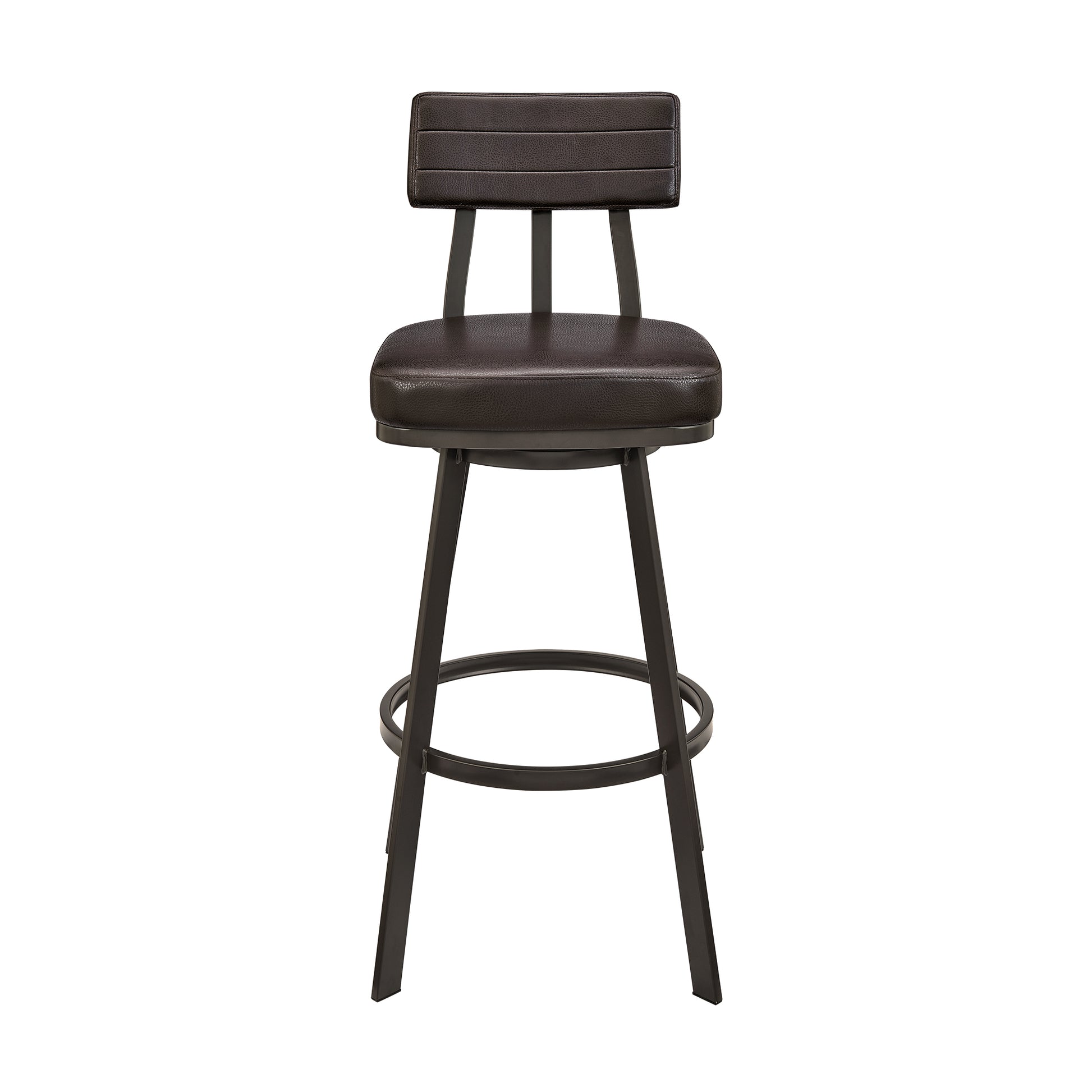 Jinab Swivel Counter Stool in Brown Metal with Brown Faux Leather By Armen Living | Counter Stools | Modishstore - 3