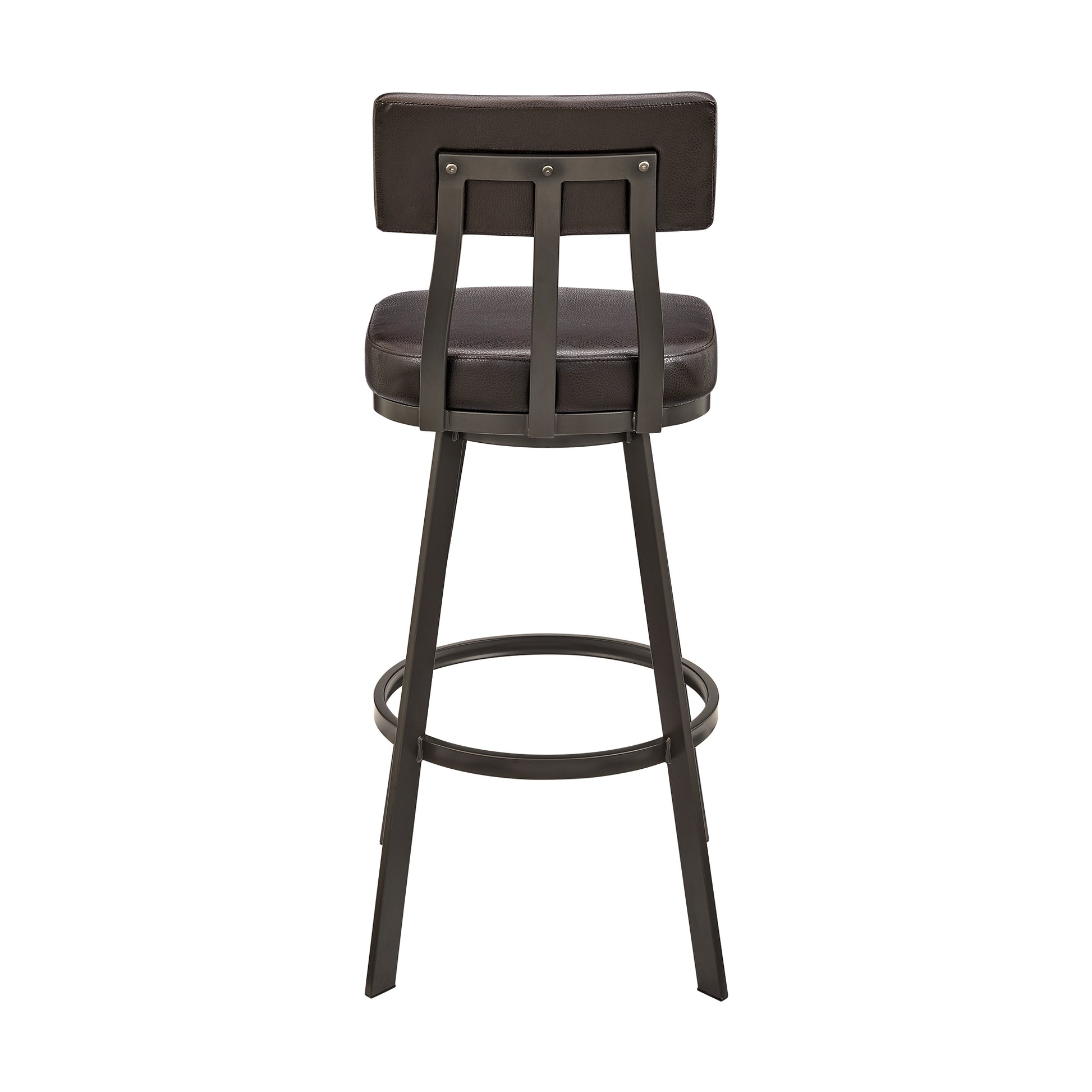 Jinab Swivel Counter Stool in Brown Metal with Brown Faux Leather By Armen Living | Counter Stools | Modishstore - 5