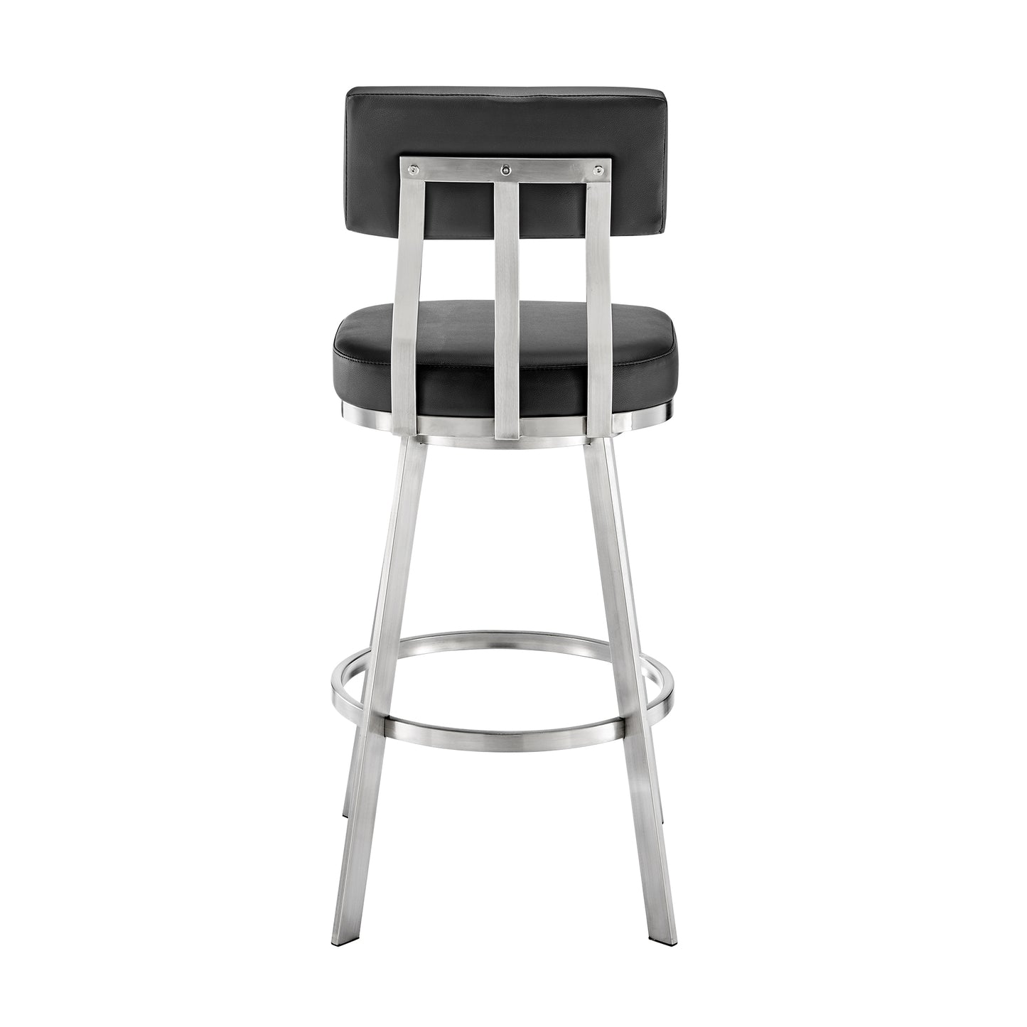 Jinab Swivel Counter Stool in Brushed Stainless Steel with Black Faux Leather By Armen Living | Counter Stools | Modishstore - 5