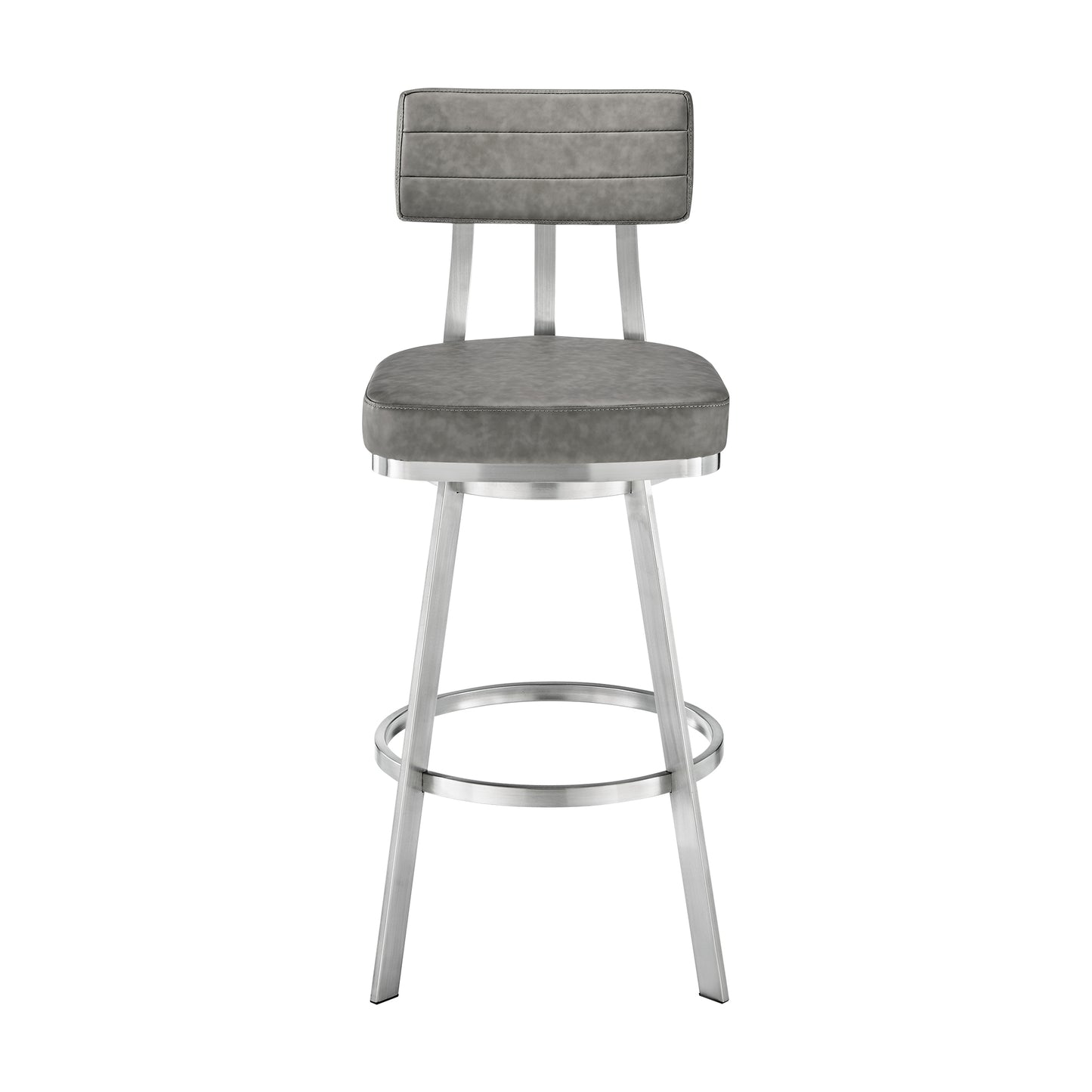 Jinab Swivel Counter Stool in Brushed Stainless Steel with Grey Faux Leather By Armen Living | Counter Stools | Modishstore - 3