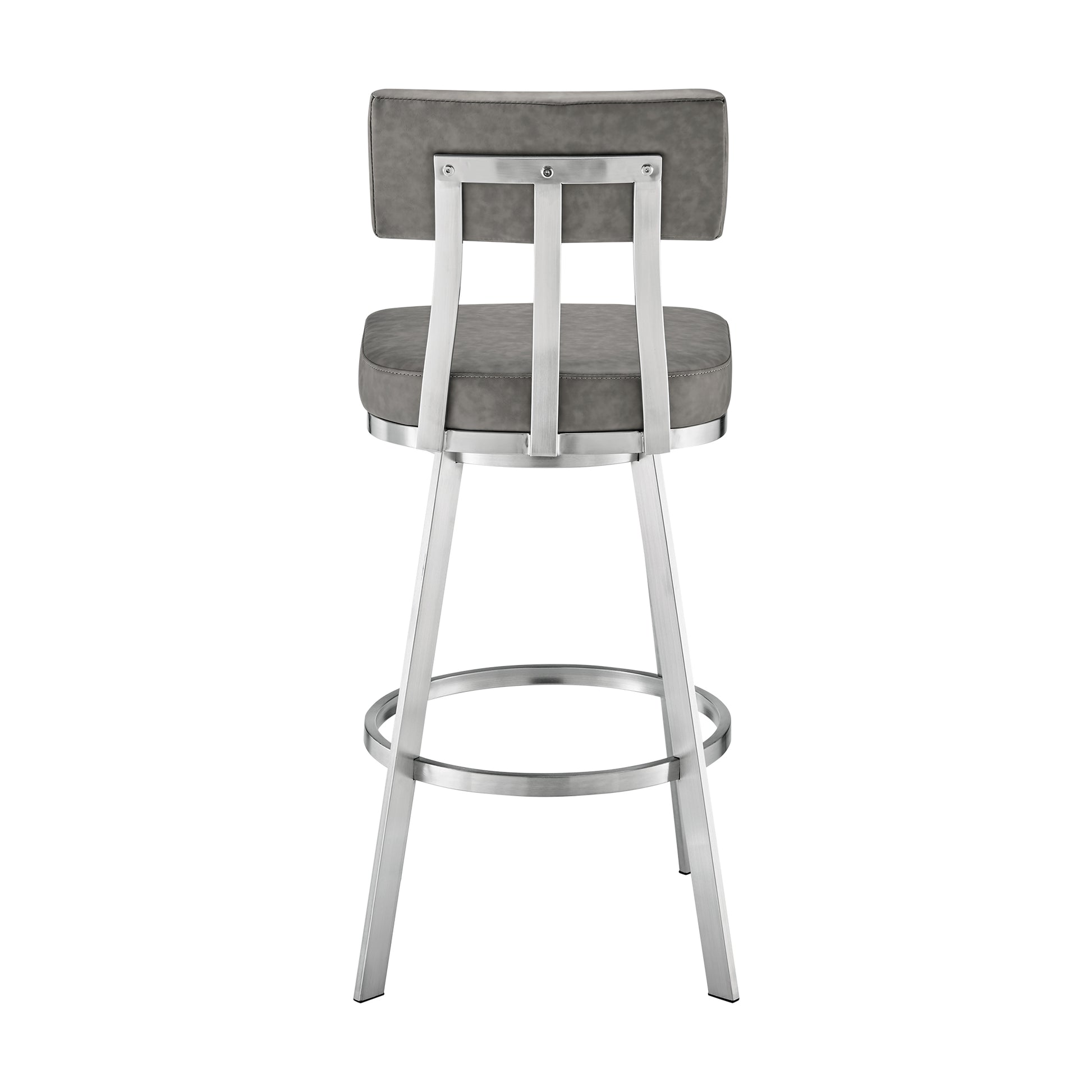 Jinab Swivel Counter Stool in Brushed Stainless Steel with Grey Faux Leather By Armen Living | Counter Stools | Modishstore - 5
