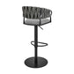 Silabe Adjustable Counter or Bar Stool in Black Metal with Grey Fabric and Faux Leather By Armen Living | Bar Stools | Modishstore - 5