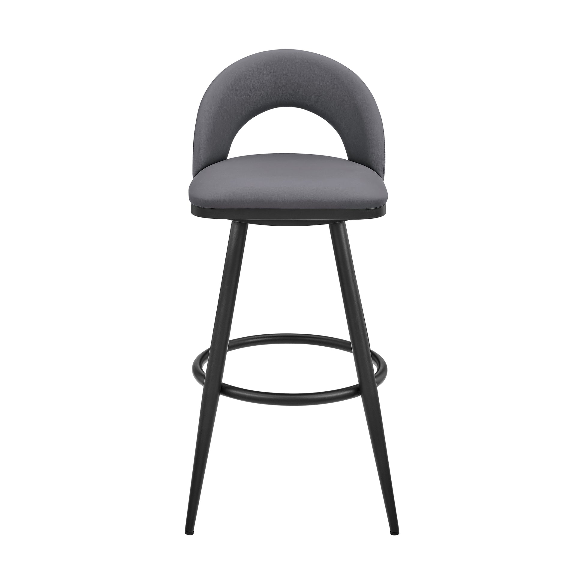 Lottech Swivel Counter Stool in Black Metal and Grey Faux Leather By Armen Living | Counter Stools | Modishstore - 3