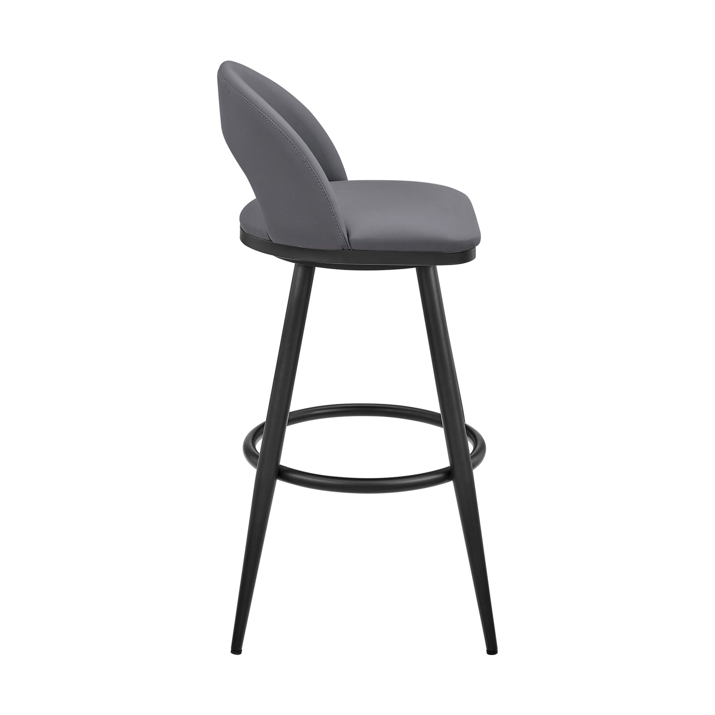 Lottech Swivel Counter Stool in Black Metal and Grey Faux Leather By Armen Living | Counter Stools | Modishstore - 4