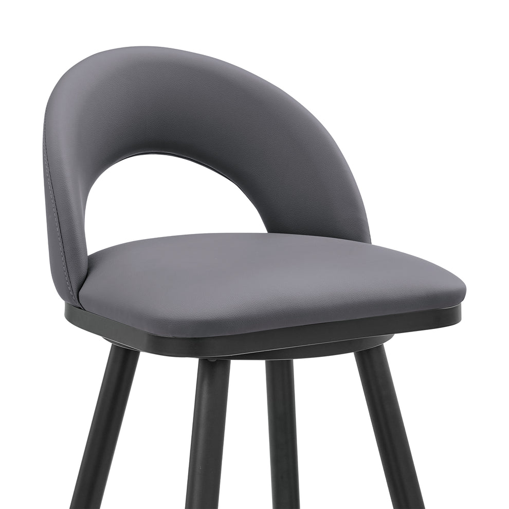 Lottech Swivel Counter Stool in Black Metal and Grey Faux Leather By Armen Living | Counter Stools | Modishstore - 7