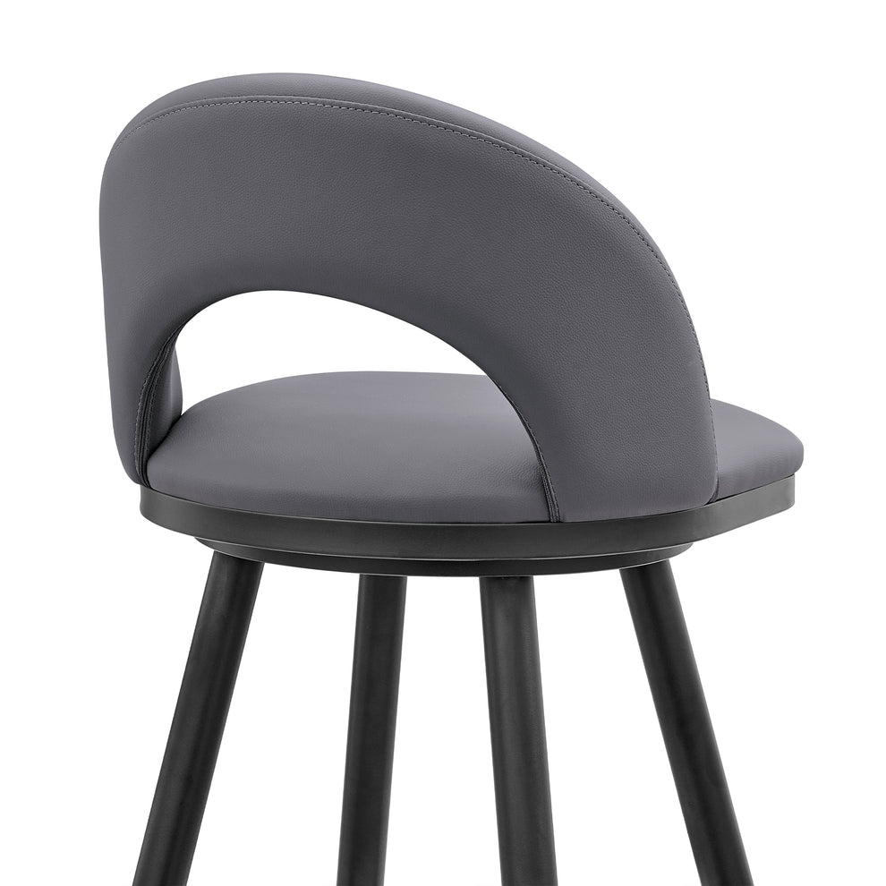 Lottech Swivel Counter Stool in Black Metal and Grey Faux Leather By Armen Living | Counter Stools | Modishstore - 10