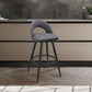 Lottech Swivel Counter Stool in Black Metal and Grey Faux Leather By Armen Living | Counter Stools | Modishstore