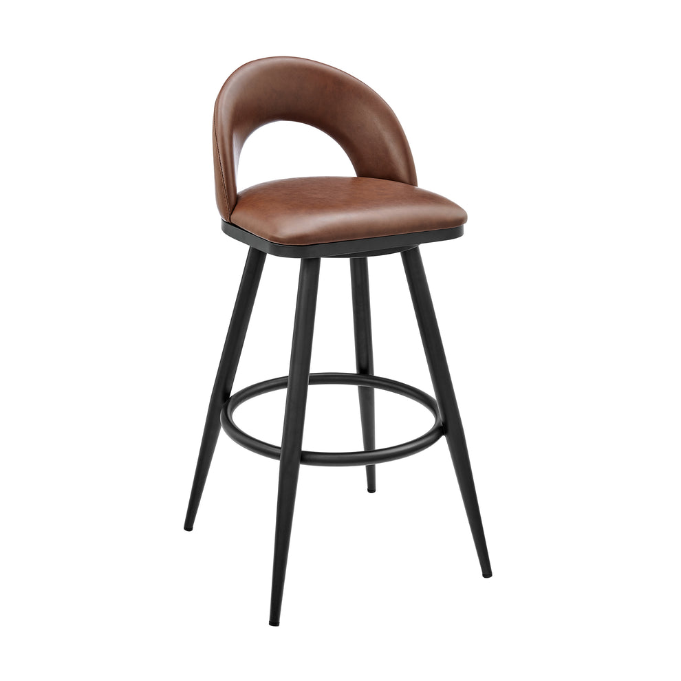 Lottech Swivel Counter Stool in Black Metal and Grey Faux Leather By Armen Living | Counter Stools | Modishstore - 12
