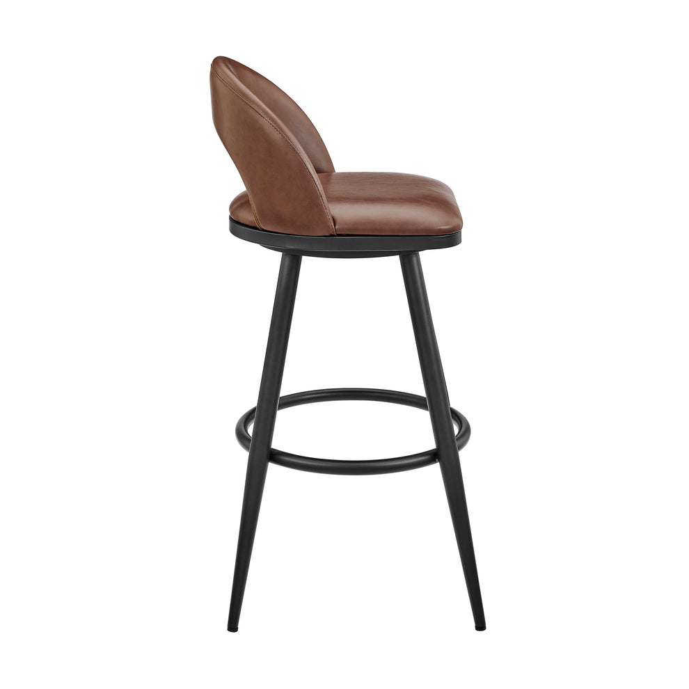 Lottech Swivel Counter Stool in Black Metal and Grey Faux Leather By Armen Living | Counter Stools | Modishstore - 14