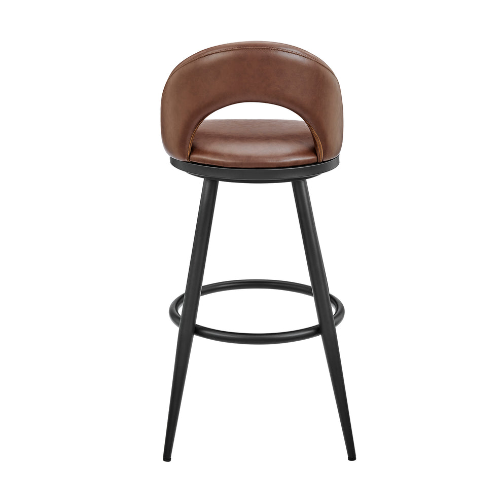 Lottech Swivel Counter Stool in Black Metal and Grey Faux Leather By Armen Living | Counter Stools | Modishstore - 16