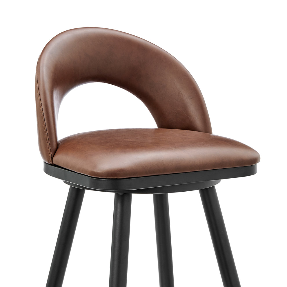 Lottech Swivel Counter Stool in Black Metal and Grey Faux Leather By Armen Living | Counter Stools | Modishstore - 17