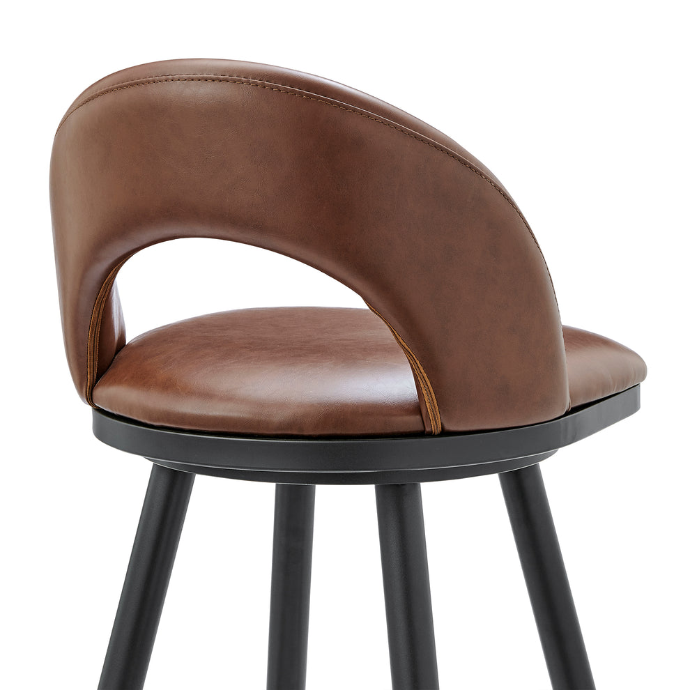 Lottech Swivel Counter Stool in Black Metal and Grey Faux Leather By Armen Living | Counter Stools | Modishstore - 20