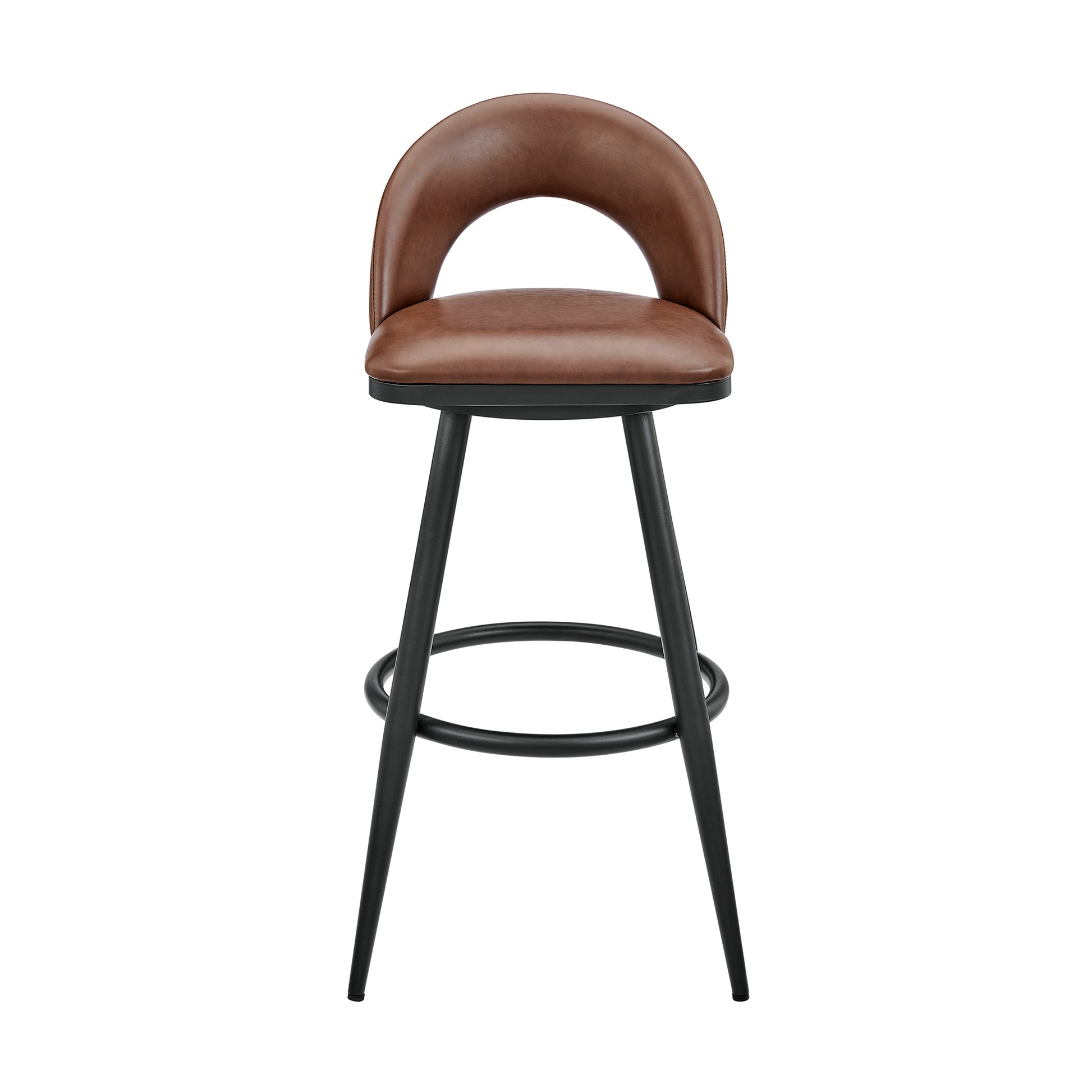 Lottech Swivel Bar Stool in Black Metal with Grey Faux Leather By Armen Living | Bar Stools | Modishstore - 13