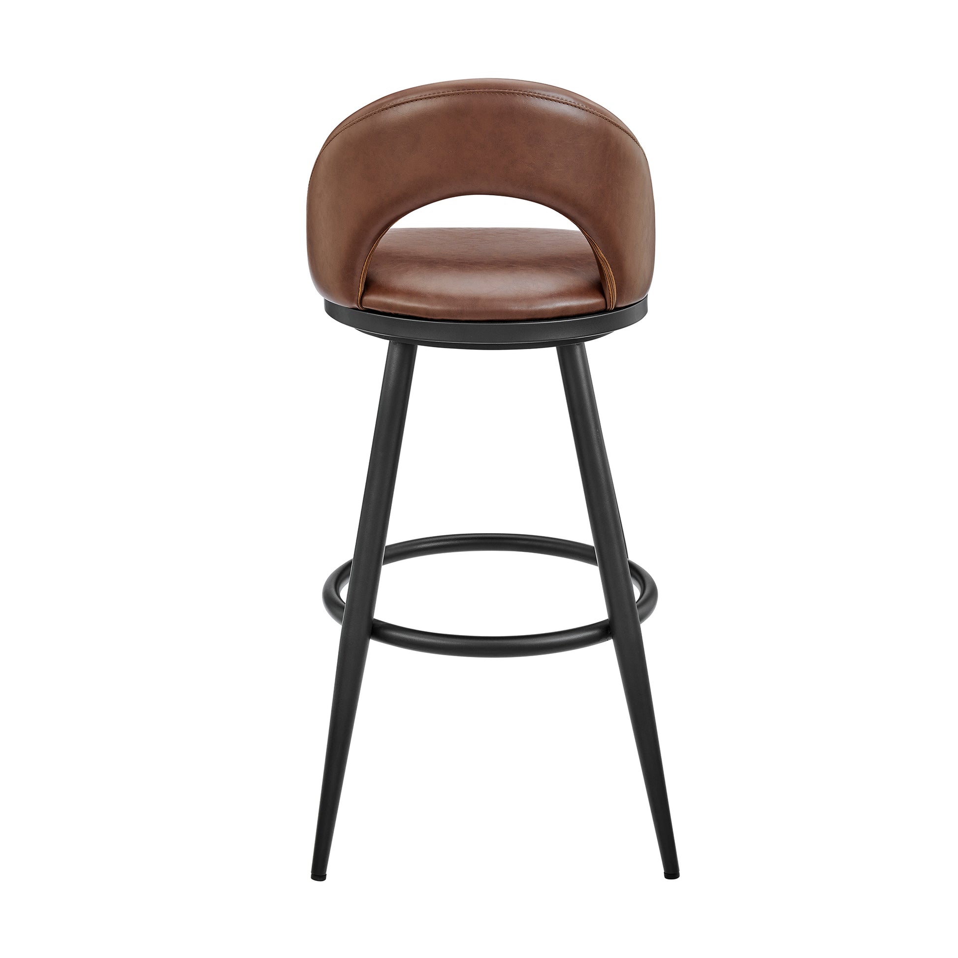 Lottech Swivel Bar Stool in Black Metal with Grey Faux Leather By Armen Living | Bar Stools | Modishstore - 16