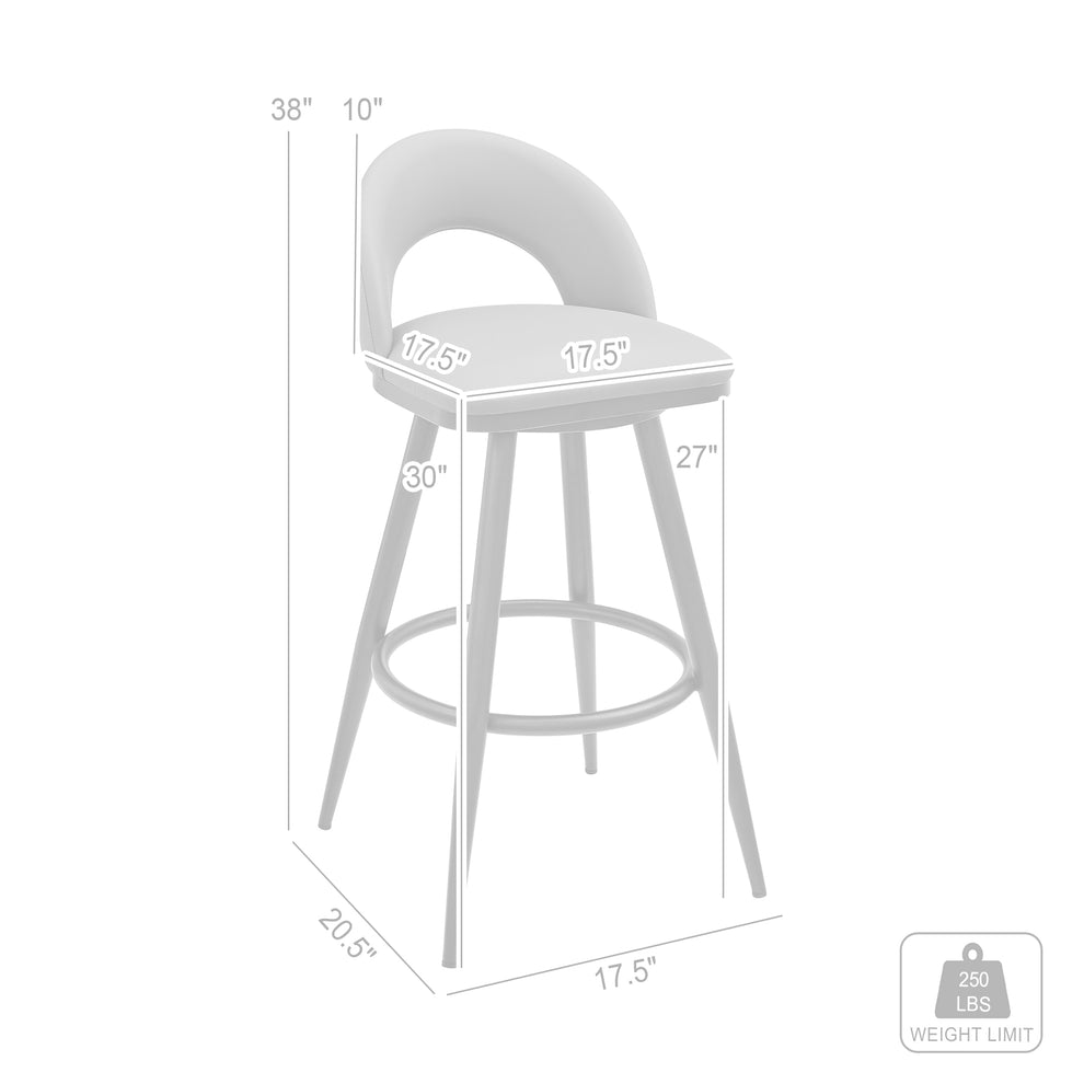 Lottech Swivel Bar Stool in Brushed Stainless Steel with Black Faux Leather By Armen Living | Bar Stools | Modishstore - 9
