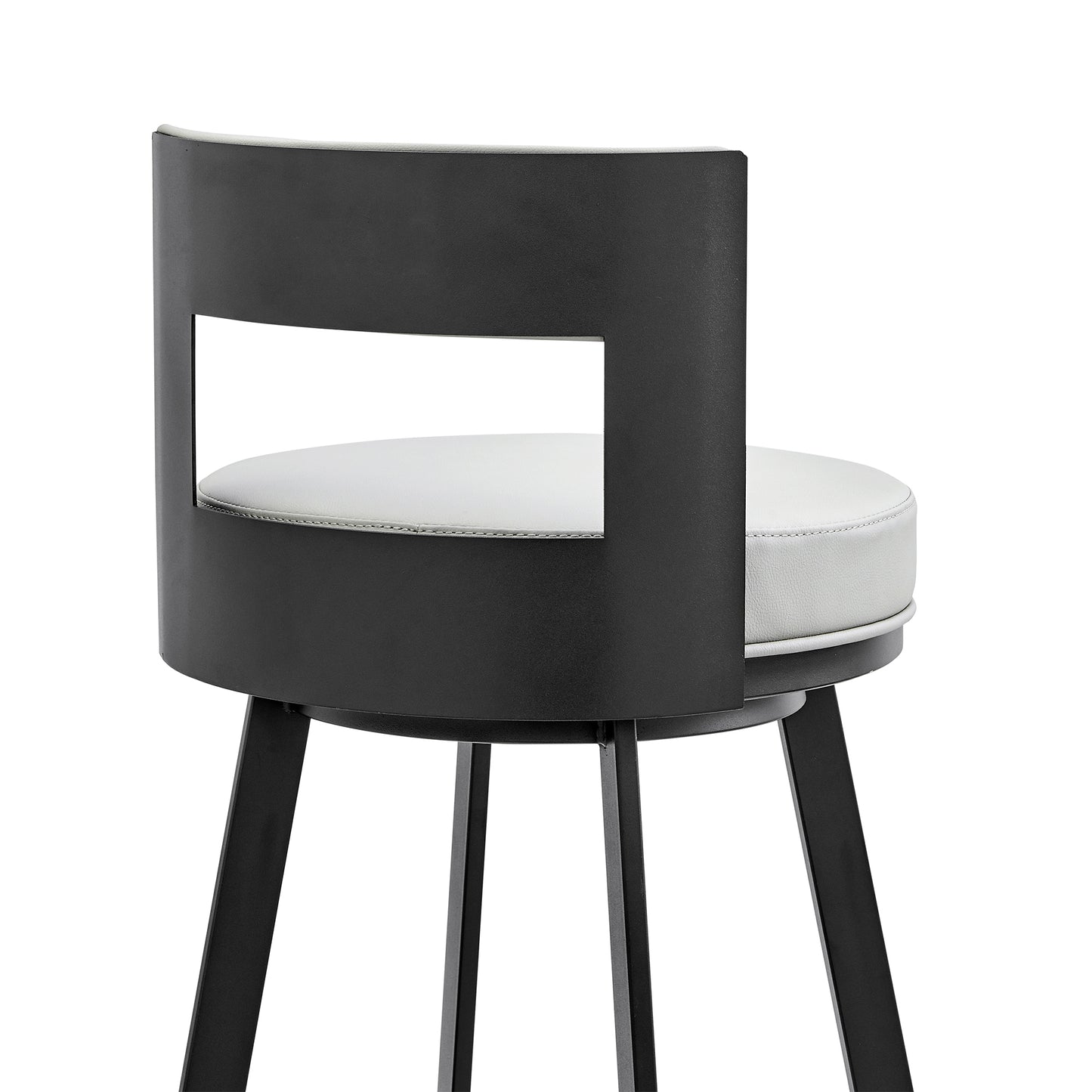 Lynof Swivel Counter Stool in Black Metal with Light Grey Faux Leather By Armen Living | Counter Stools | Modishstore - 10