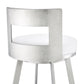 Lynof Swivel Counter Stool in Brushed Stainless Steel with White Faux Leather By Armen Living | Counter Stools | Modishstore - 10