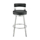 Lynof Swivel Bar Stool in Brushed Stainless Steel with Black Faux Leather By Armen Living | Bar Stools | Modishstore - 3