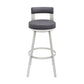 Lynof Swivel Bar Stool in Silver Metal with Grey Faux Leather  By Armen Living | Bar Stools | Modishstore - 3